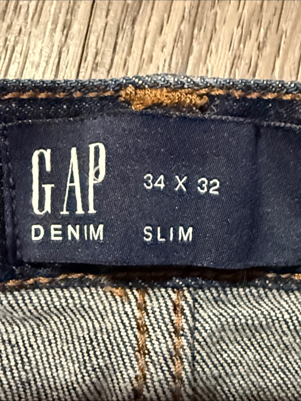 GAP Men's Dark Indigo Straight Jeans Denim Slim Size 34x32 - Picture 2 of 6